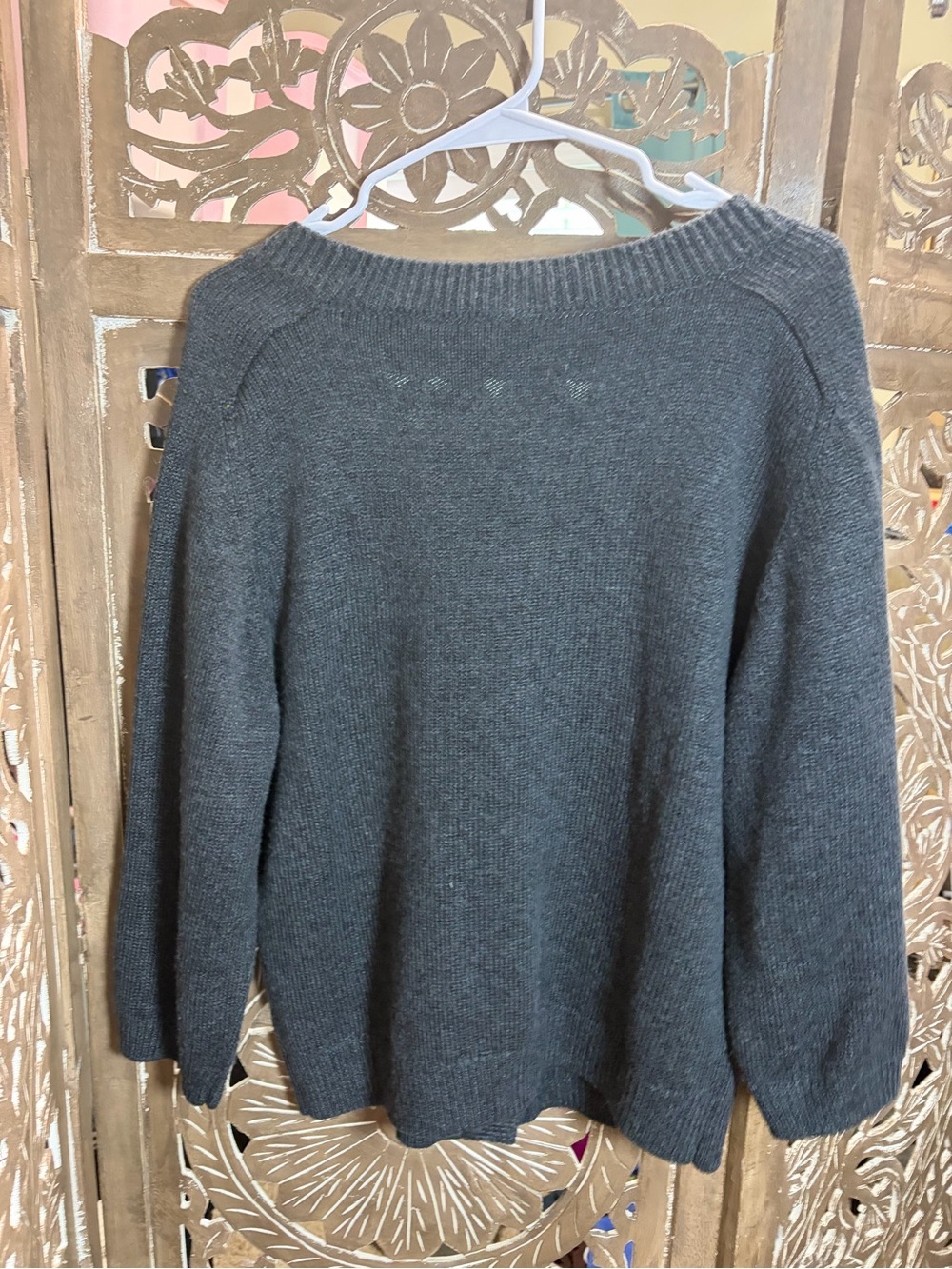 CAbi Charcoal Gray V-Neck Cardigan with Pearl Buttons - Picture 3 of 4